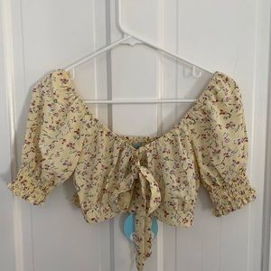 Cropped Yellow Floral Top